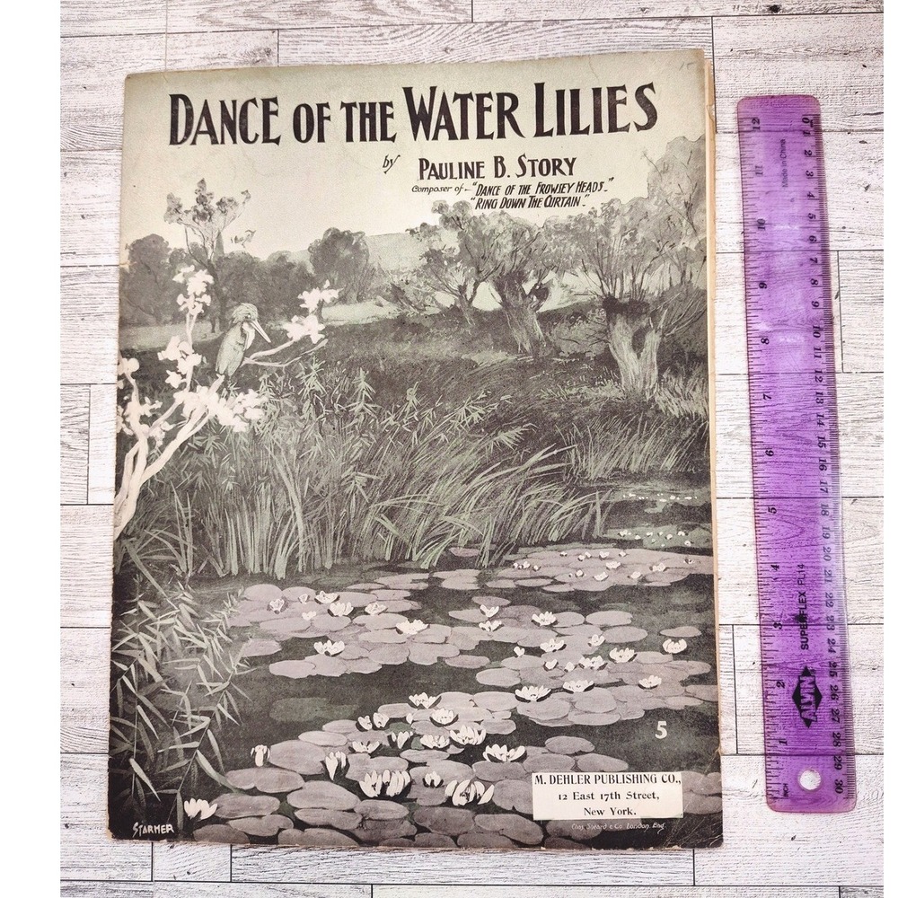1903 Dance of the Water Lilies Serene Floral‎ Wall Decor Antique Sheet Music